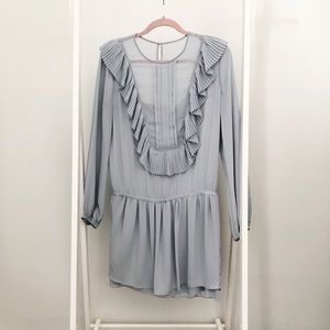 BCBG Max Azria Drop Waist Blue Ruffle Dress